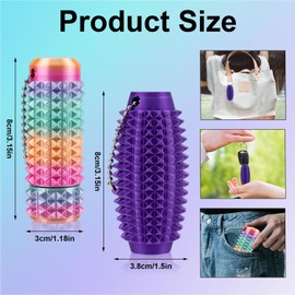 Fukaisu 2pcs Spiky Grippie Stim Keychain, Pocket Mini Calming Fidget Sensory Keychain Toy Creative Gifts Spiky Massager Set for Friends Coworkers Relaxation