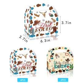LAEYIAP My First Rodeo Party Paper Gift Boxes,Cowboy Goodie Treat Boxes Wild West Party Favors Gift Boxes for Birthday Party Supplies Decoration (12)