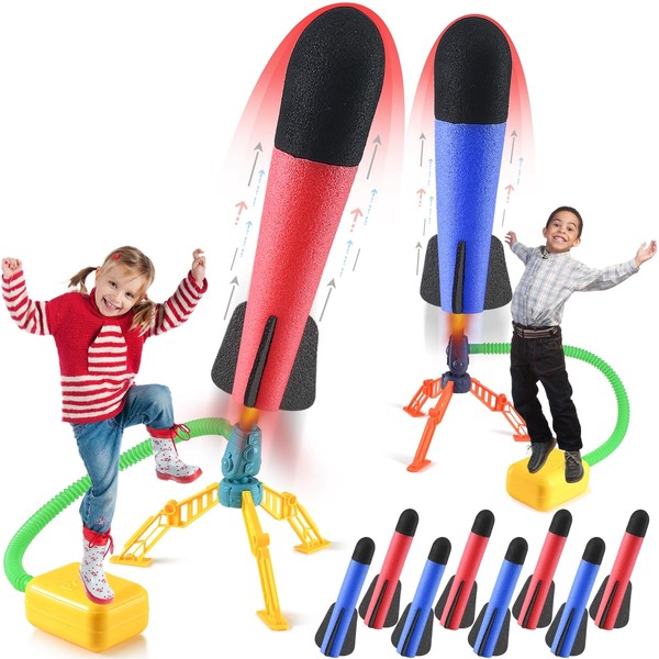 2 Launching Pad - Boys Toys Age 4 5 6 Kids Rocket Launcher, Stomp Toy Rocket 3-7 Year Old for Kids Toys Rocket for Kid Outdoor Toy Kid Garden Toys , Suitable Gifts for 3-10+ Year Old Boys Girls