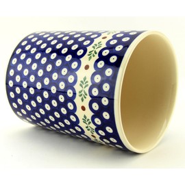 Polish Pottery Market Kitchen Utensil Holder for Countertop 7" Large, Diameter 5¼" - Zaklady Boleslawiec Poland - Ceramic Utensil Storage for Kitchen Counter