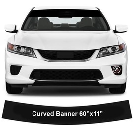 Windshield Banner Sun Strip Visor Decal Sticker Precut Curved Banner, Flat Banner (Curved 60"x11", Matte Black)