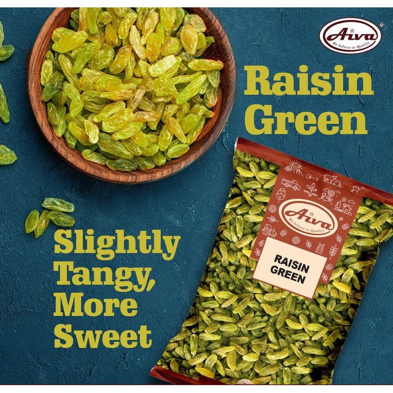 Aiva Green Raisins (2 LB) Bulk– Premium Seedless Dried Fruit