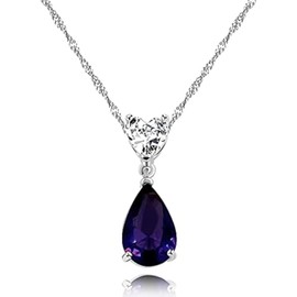 Uloveido Fashion Purple CZ Birthstone Teardrop Necklace Crystal Infinity Pendant Wedding Party Valentines Jewelry for Her (Y1149-Purple)