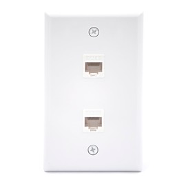 VCE Ethernet Wall Plate 2-Port (UL Listed), Cat6 Female to Female Wall Jack, RJ45 Keystone Inline Coupler Wall Outlet, White