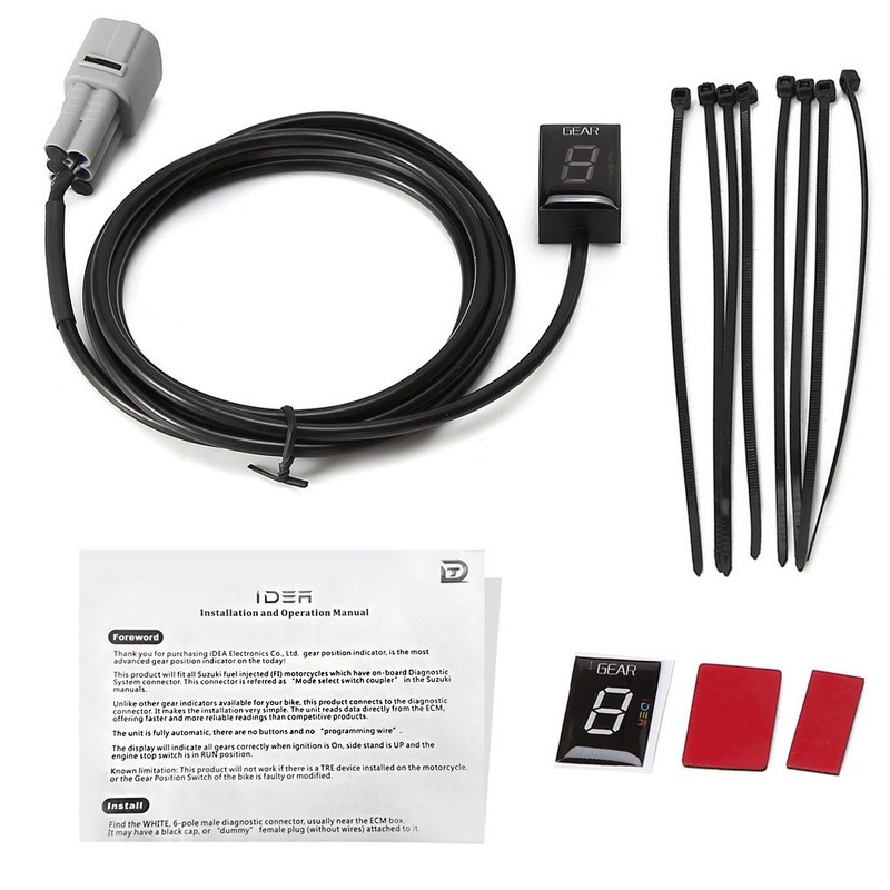 IDEA Motorcycle Gear Indicator for Suzuki, Waterproof Red LED Gear