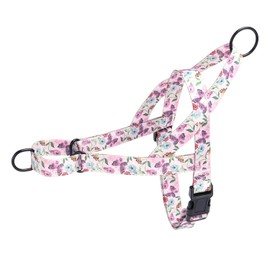 Pimaodog No Pull Dog Harness for Easy Walk, Floral Pattern Female Safety Nylon Training Collar for Small, Medium, and Large Dogs (M, Hornflower)