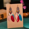 Bohemian Faux Feather Tassel Earrings - 6 Pairs Ethnic Retro
