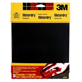 3M Wetordry - Papel de lija de 9 pulgadas 9085NA, grano 9085NA, 5 hojas, para lijar entre capas de barniz, laca, pintura y otros acabados, papel impermeable, grano 400, 5 hojas