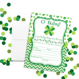 Amanda Creation O' Baby St. Patrick's Day Baby Shower Fill in Invitations Set of 20 with envelopes
