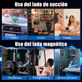 WODHMIEY Soporte Magnético para Celular con Ventosa de Vacío, Rotación 360° para Auto, Hogar y Oficina, Compatible con Mayoría de Dispositivos de 4.7 a 7 Pulgadas, Fuerte Magnetico, Universal (Plata)