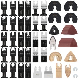 Vearter 100 Pack Oscillating Saw Blade Set, Universal Oscillating Tool Blades with Sandpaper, Quick Release Multitool Blades Kit for Wood Metal Plastic