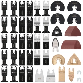 Vearter 100 Pack Oscillating Saw Blade Set, Universal Oscillating Tool Blades with Sandpaper, Quick Release Multitool Blades Kit for Wood Metal Plastic