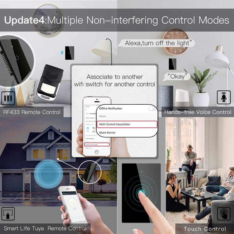 MoesGo interruptor inteligente con función de control múltiple (3- vías),