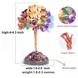 Ytbeoxk Seven Chakra Tree of Life,Money Tree Dcorations,Crystals and Healing Stones,Reiki Positive Energy Gemstones 7 Chakra Tree,Purple Room Office Desk Feng Shui Decor Meditation Gifts for Women Men