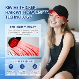 KTS Red Light Hair Growth Cap, 660 nm & 850 nm Red Light Dual Light Spectrum for Scalp Care, Hair Loss Treatment for Women/Men, Adjusts Hair Thickness, Volume, Timer Setting (15/30/45 Mins)