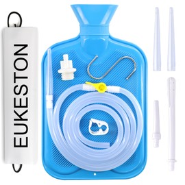 Enema Kit, 2L Enema Bag Kit with Silicone Hose, 5 Reusable Enema Tips, Flow Control Clamp, Hook, Leak-Proof Design for Home Colon Cleansing, Detox Douche Kit