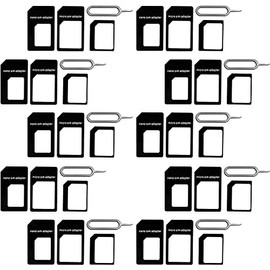 (10 Pack) New Nano Sim Adapter and Micro Sim Adapter and Nano to Micro Adapter with Sim Eject Pin Needle - Black (10 Pack)