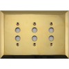 Jumbo Stamped Unlacquered Brass Three Gang Push Button Light Switch