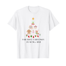 Our First Christmas as Mum and Dad, New Parents T-Shirt, White