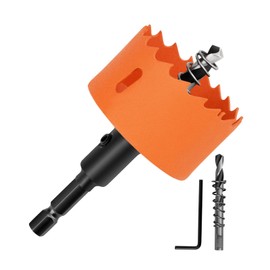 FOYWOTI Hex Shank,Hole Saw HSS with Arbor Bi-Metal & Heavy Duty Hole Saw Cutter for Wood Corn Hole Boards Plastic Drywall (1-3/8"(35mm) Hex Shank)
