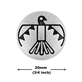Bezelry 10 Pieces Aztec Thunderbird Metal Flat Base Screw Back Concho Rivets. Screw Included. 20mm (3/4 inch)(Antique Silver)