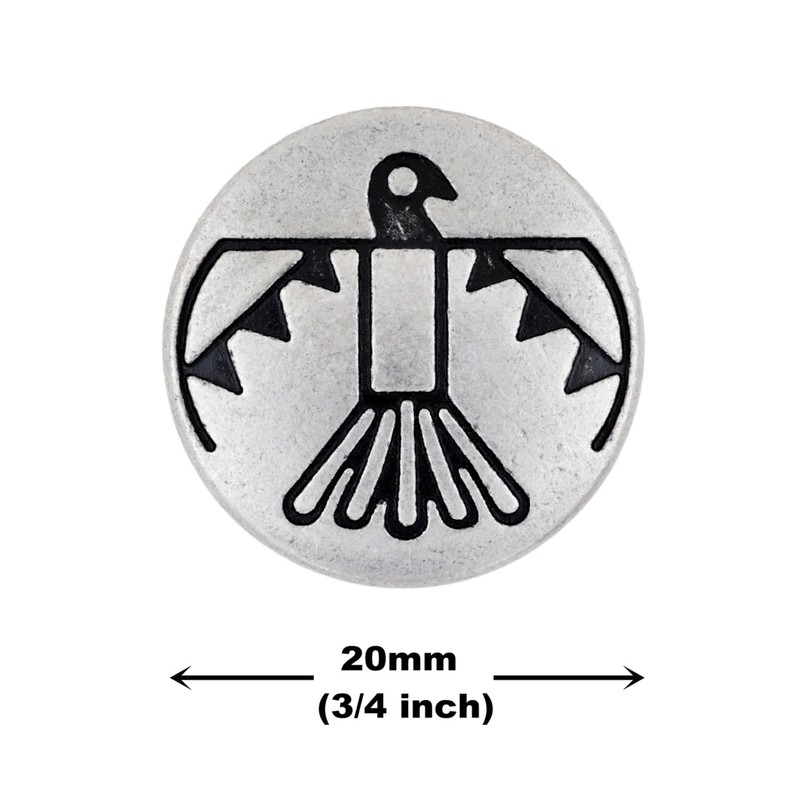 Bezelry 10 Pieces Aztec Thunderbird Metal Flat Base Screw Back