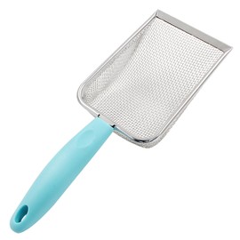Hordion Cat Litter Scoop Stainless Steel Mesh Scooper, Non-Stick Coated Metal Litter Shovel Fine Sand Litter Scooper for Litter Box Kitten Pooper Lifter, Cyan