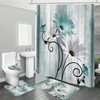Onalasyc 4PCS Teal Daisy Country Farmhouse Shower Curtain Set with