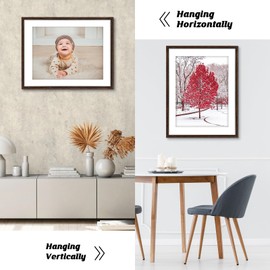 HLiWEGNS Dark Brown 22x28 Frame Set of 3 - Rustic Woodgrain 22 x 28 Poster Frame for Pictures 18x24 with Mat or 22x28 Picture Frame Without mat for Wall Gallery Display - Ideal Christmas Day