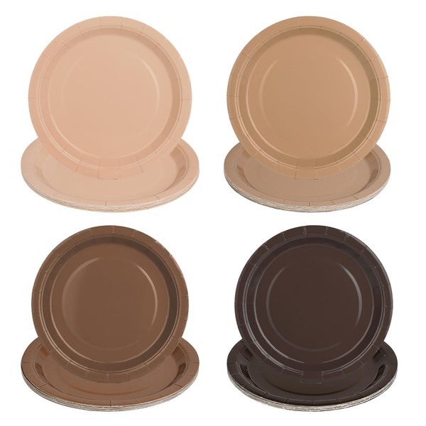 AimFun 48Pcs Brown Paper Plates Gradient Brown Party Plates 4