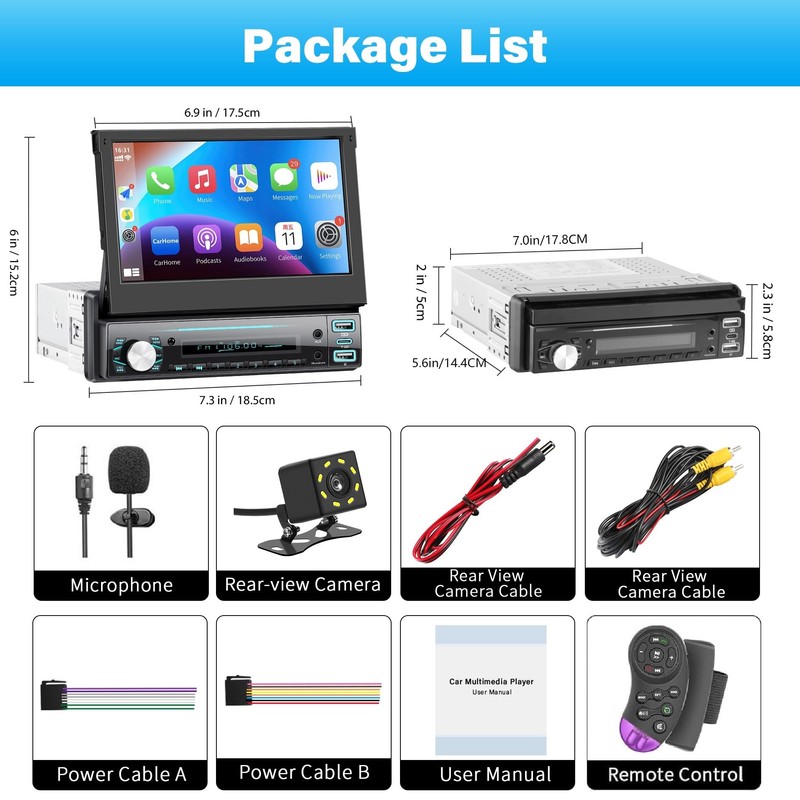 LSLYA Single Din Car Stereo with Carplay ＆ Android Auto,7