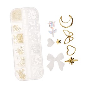 Healeved 4 Boxes Nail Accessories 3D Nail Bows Nail Flowers for Nails Nail Art Jewels and Charms Nail Art Supplies Nails Decoration Butterfly Nail Charms Nail Bows for Nail Art Nail Jewels