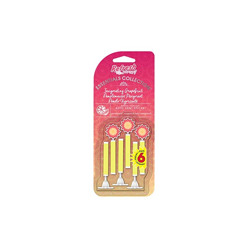 Refresh Your Car! Vent Sticks, Invigorating Grapefruit, 6-Pack
