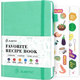 JUBTIC Blank Recipe Book to Write in Your Own Recipes, Personal Cook Book to Write in and Hardcover Recipe Notebook with 2 colorful stickers for Family Recipes,Hold up to 128 Recipes - Green