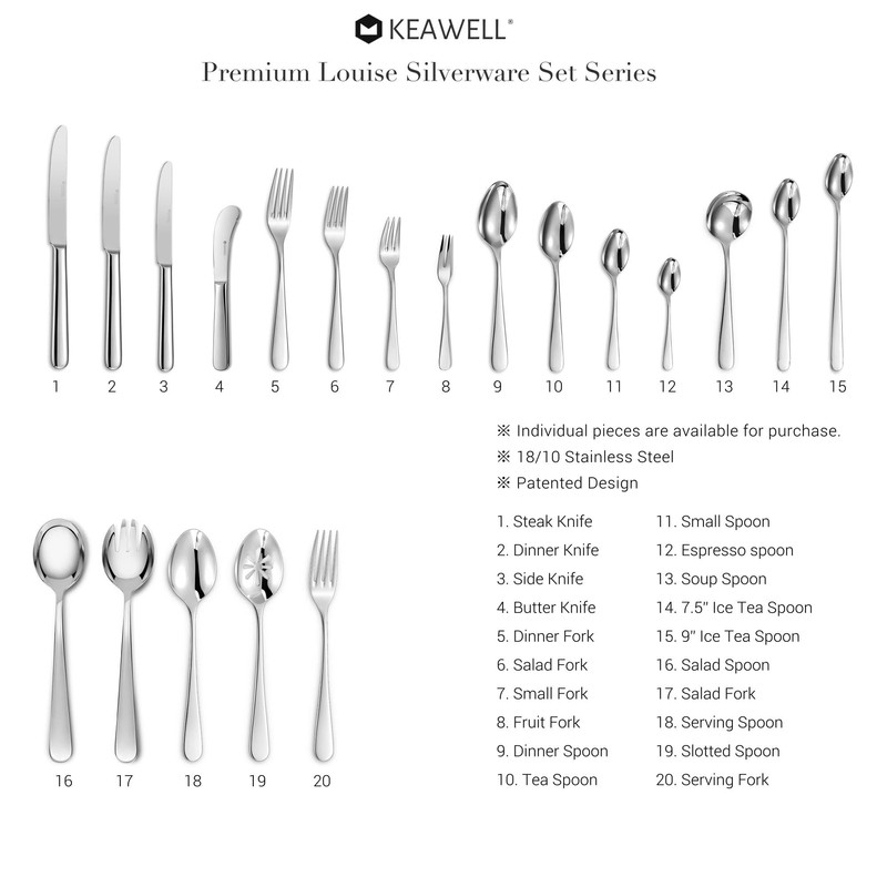 KEAWELL Premium Louise Spoons Set, Set of 4, 18/10 Stainless