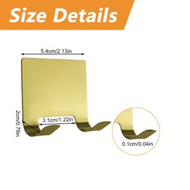 MOROBOR 4 Pcs Shower Squeegee Adhesive Hook, All-Purpose Scraper Holders Towel Hooks Stainless Steel Waterproof Storage Hook Bath Accessories for Kitchen & Bathroom（Gold）