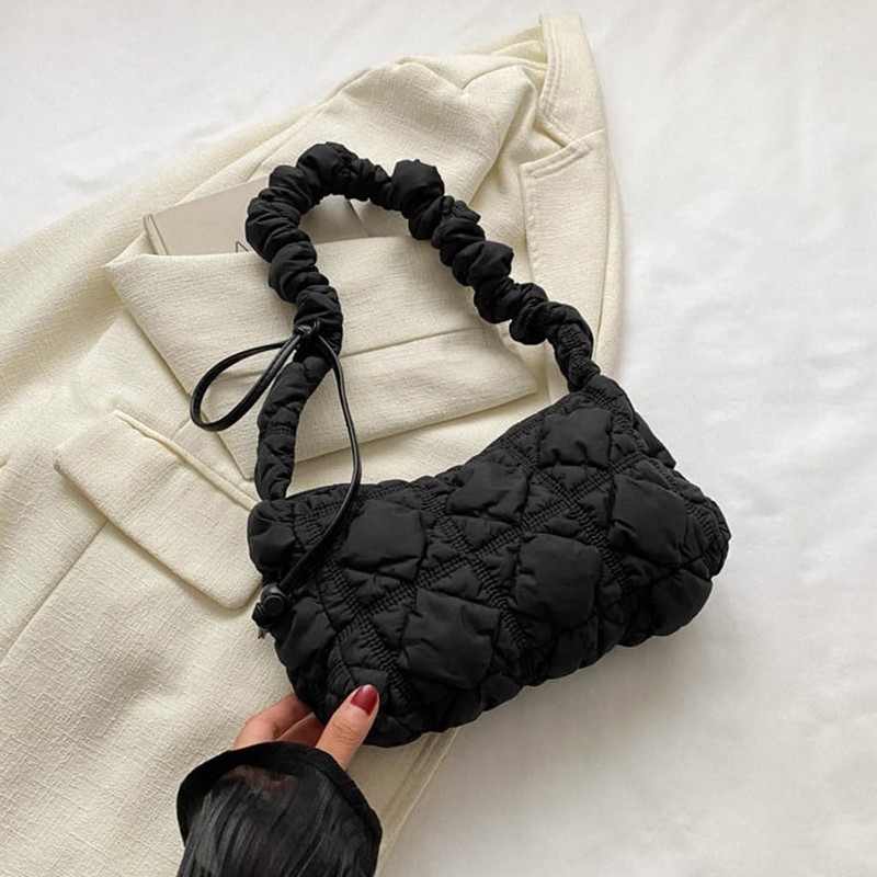 TQUXNGA Pleated Shoulder Bag, Underarm Shoulder Bag, Quilted Handbag Purse,