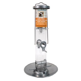 Woodlink NASIL Audubon Silver Tube Wild Bird Feeder with Tray, 16.5-Inch