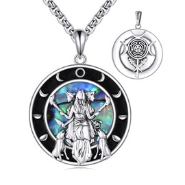 YFN Hecate Necklace Sterling Silver Triple Moon Greek Goddess of Magic Necklace Wiccan Protection Jewelry for Women (2)