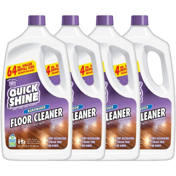 Quick Shine High Traffic Hardwood Floor Cleaner, 64 Fl. Oz, 4 Bottles, 4 Count