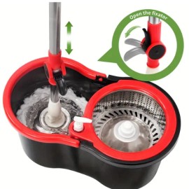 360° Spin Mop & Bucket Set w/ Wringer, 3 Refills, 61" Handle, Floor Cleaner