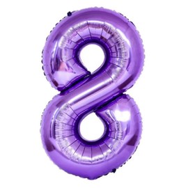 40 Inch Purple Number 8 Balloons With Crown, 8th Birthday Decorations for Girls, Giant Number 8 Birthday Balloons. (Purple 8)