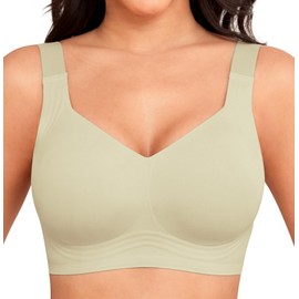 Xcutting Women's Plus Size Bras Wirefree Bras for Women Full Coverage No Underwire Everyday Bras Comfortable Bras for Sagging Breasts (Light Green,Medium)