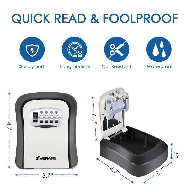 GIVERARE 2 PACK Key Lock Box, Wall Mount 4 Digits