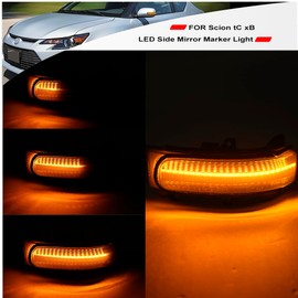NSLUMO Sequential Amber Led Side Mirror Turn Signal Lights for 2011-2016 Scion tC, 2008-2015 Scion xB Side Mirror Marker Replacement Dynamic Blinkers Side Turn Indicator Assembly Smoked Lens, small