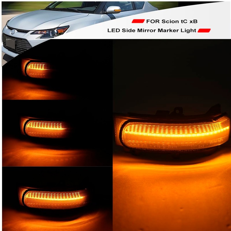 NSLUMO Sequential Amber Led Side Mirror Turn Signal Lights for