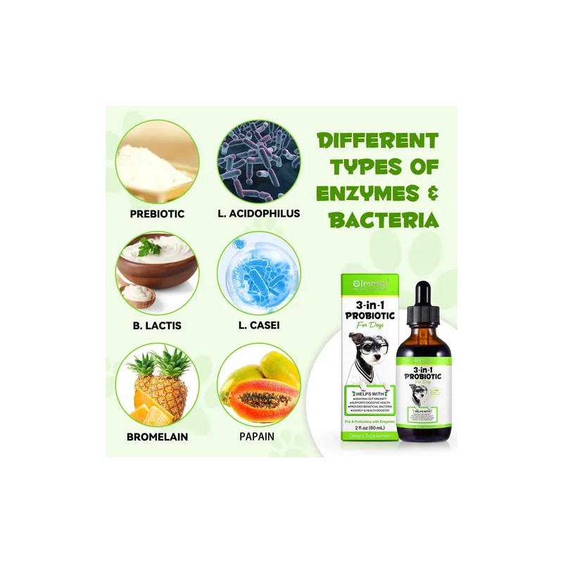 Probióticos Para Perros 100% Natural 3 En 1 Apoyo Digestivo
