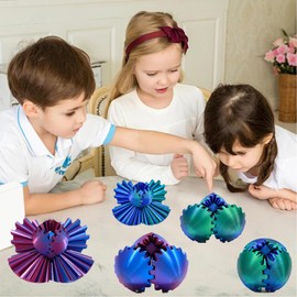 Gear Sphere, Gear Ball Fidget Toy, 3D Printed Gear Ball, Gear Ball Spin Ball or Cube Fidget Toy, Funny Stress & Anxiety Relaxing Fidget Toy for Kids Adult Christmas Birthday Gifts(Red)