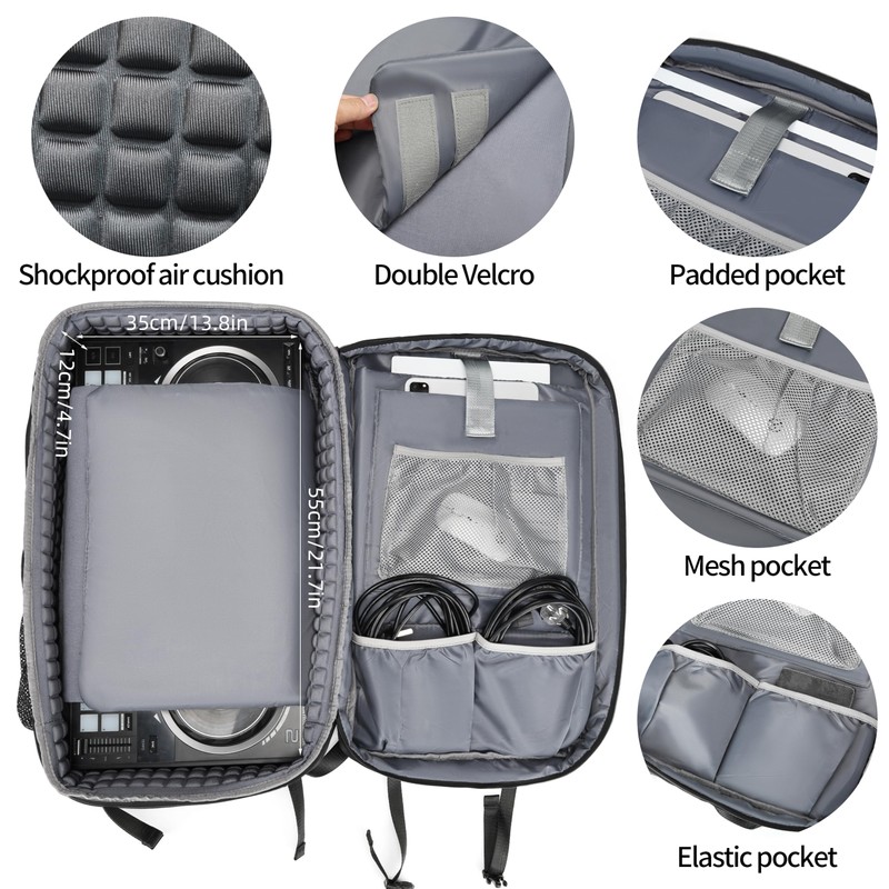 Rabjen DJ Backpack for Club Gigs, DJ Mixer Case Compatible