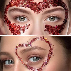 Gel de Purpurina para Cuerpo y Rostro,Purpurina para la cara gruesa, purpurina suelta holográfica para el pelo del cuerpo,Maquillaje en Gel con Purpurina para Labios,Cabello,Ojos (color)